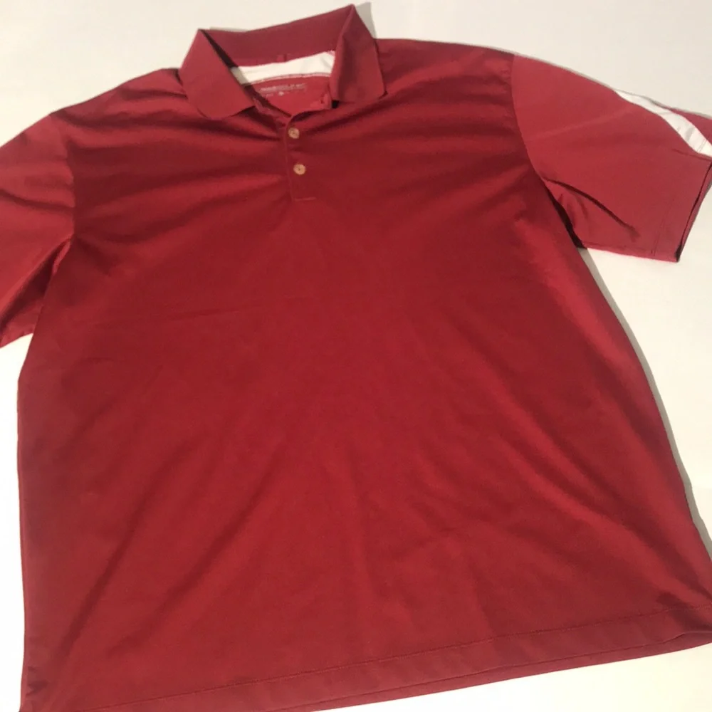 Nike Golf Dri-fit mens XL red white polo button down shirt top